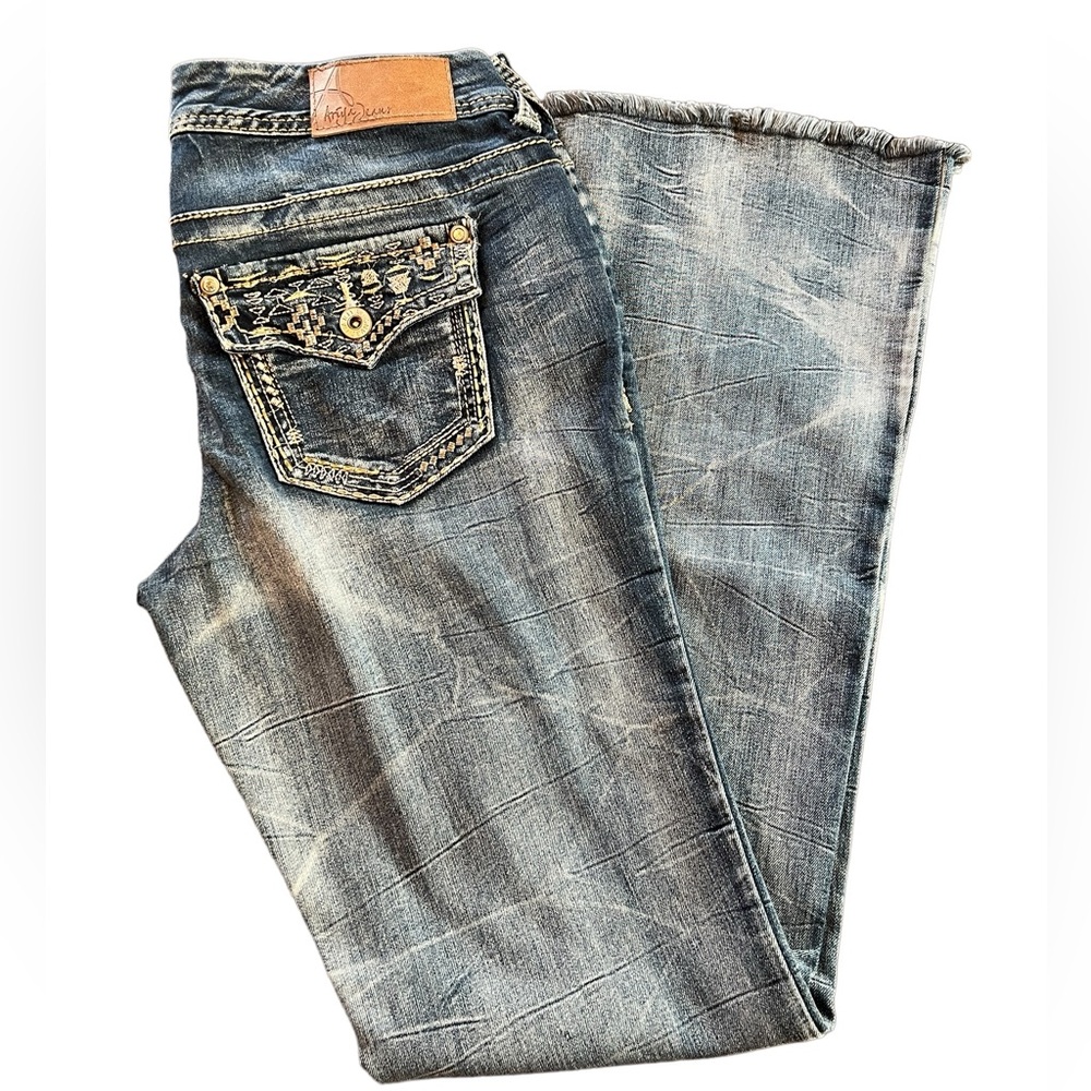 Ariya - Womens Embroidered Rhinesrone Jeans Sz 5/6 |28”W|